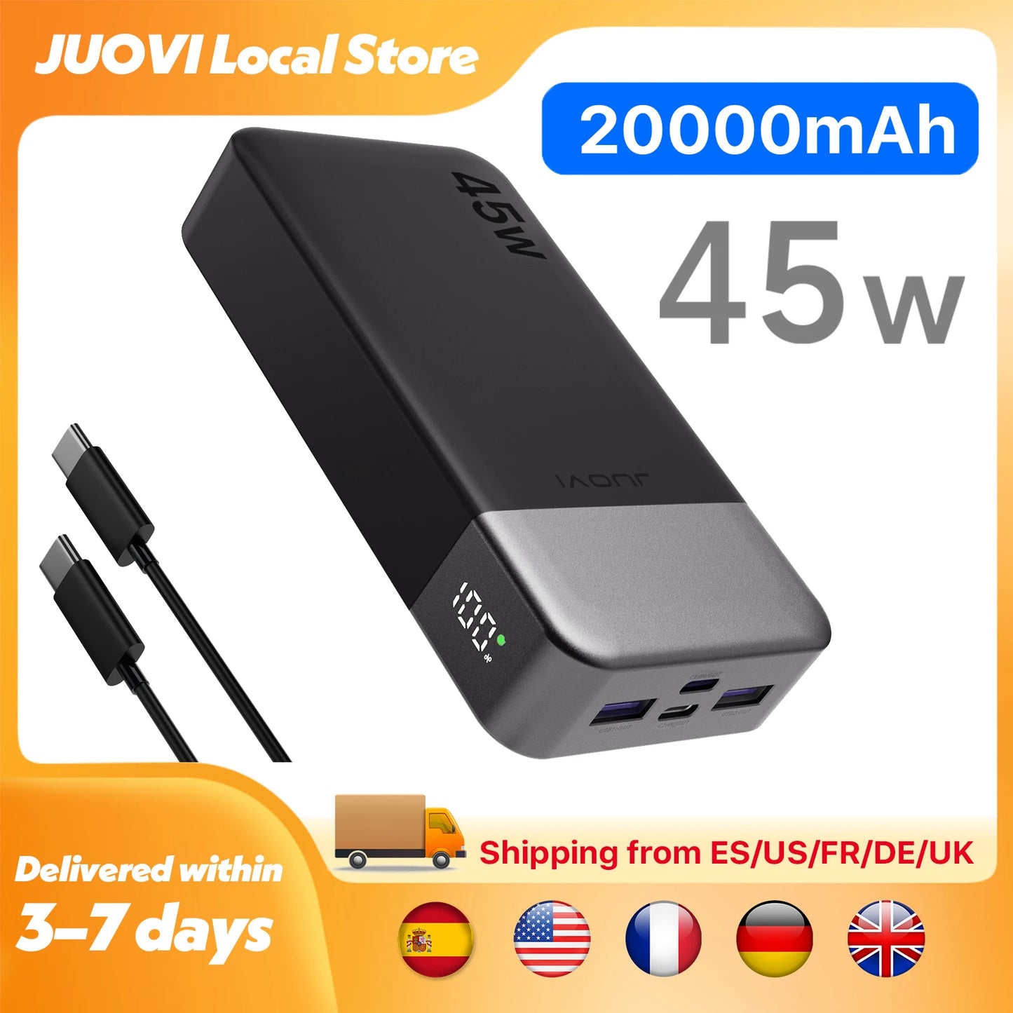 Fast Charging Power Bank 20000mAh 45W With LED Display