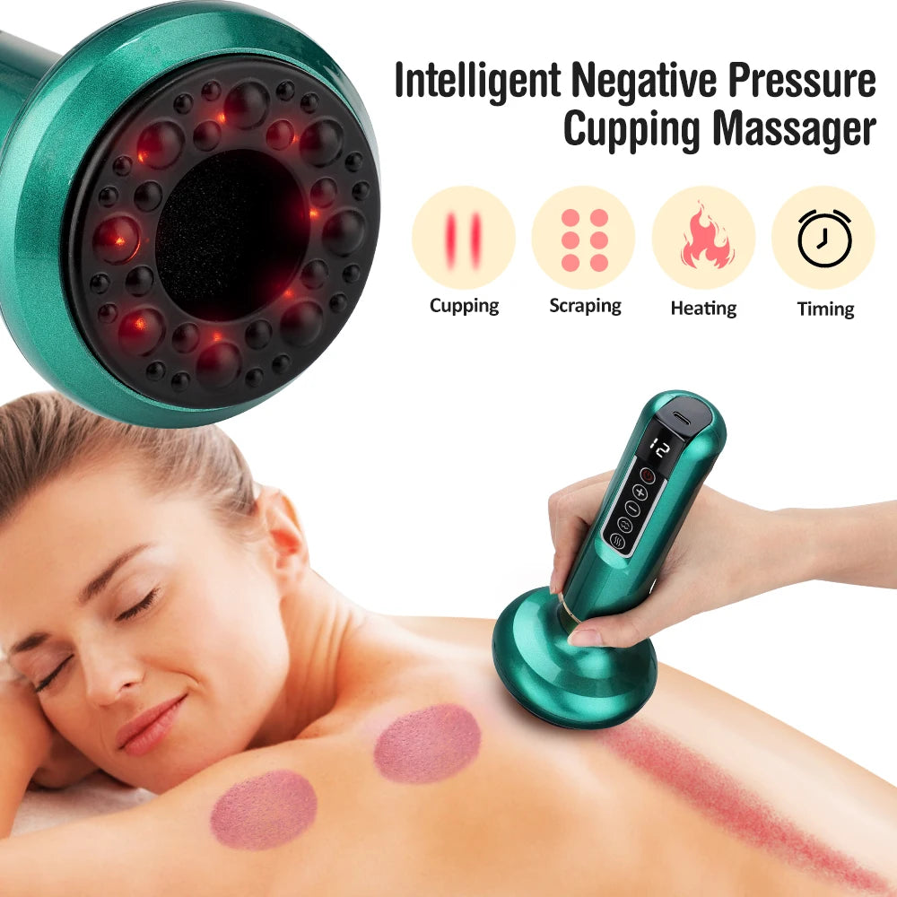 Cordless Electric Cupping Massager With Gua Sha And Scraping Therapy Vacuum Suction Cup 6 Adjustable Levels