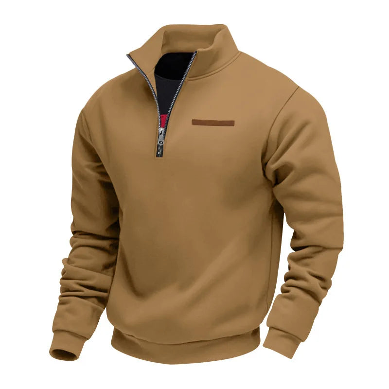 Men's Autumn Winter Heavy Fleece Hoodie Half Zip Stand Collar
