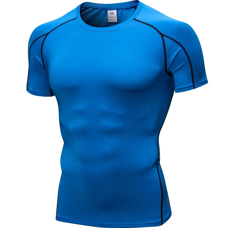 Yuerlian Elastic Men Running Quick Dry Fitness Shirt