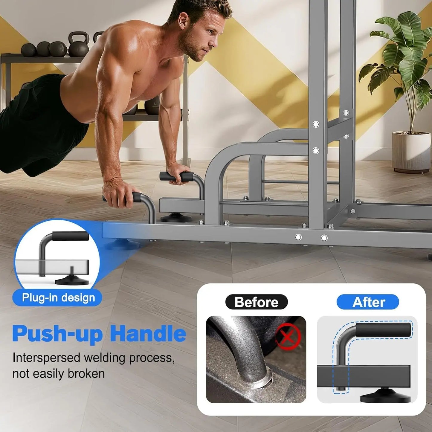 Power Tower Pull Up Dips Station for Gym Height Adjustable