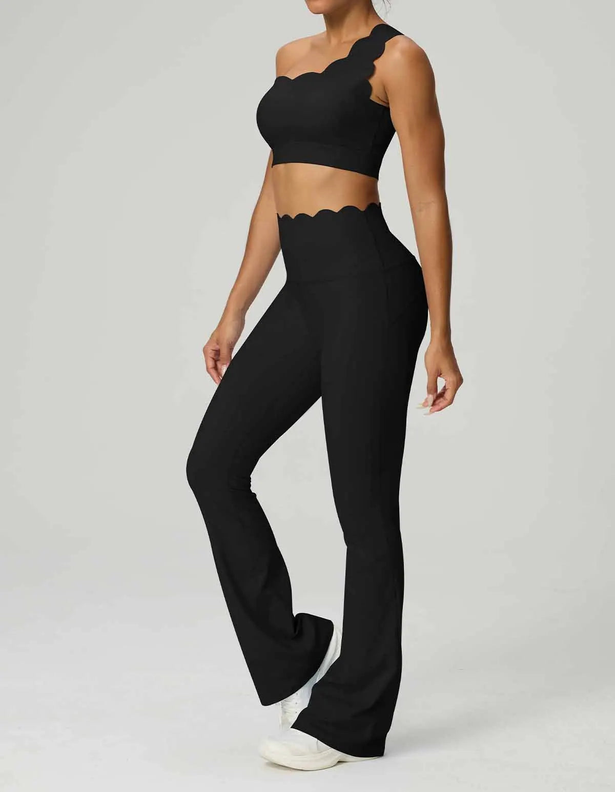 GFFUD Women Yoga Set 2 Piece High Waist Leggings Gym Tops Tummy Control