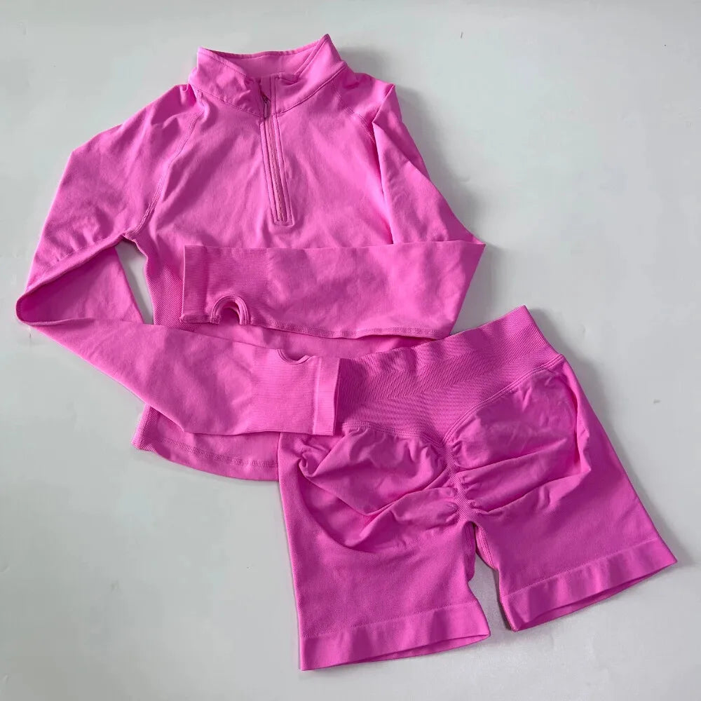 EVERWANTED Impact Womens 2 Piece Yoga Set Jacket And Shorts