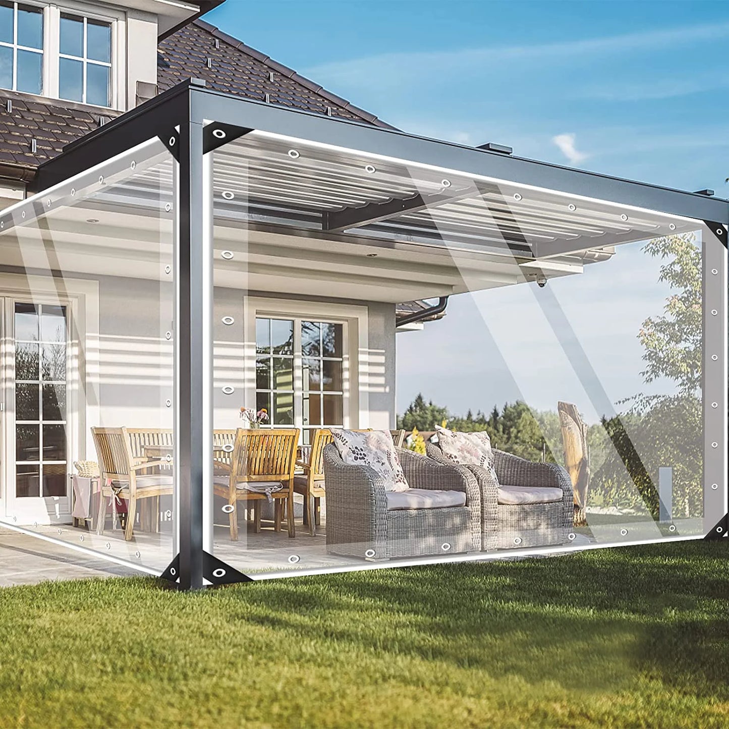 Clear PVC Tarp Heavy Duty Transparent Tarpaulin With Grommets