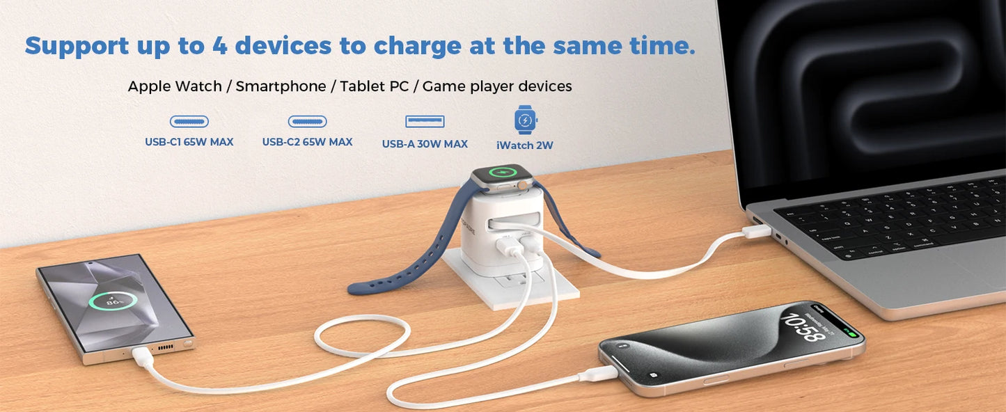 TOPADRE 65W Wireless Charger For Apple Watch MacBook iPhone