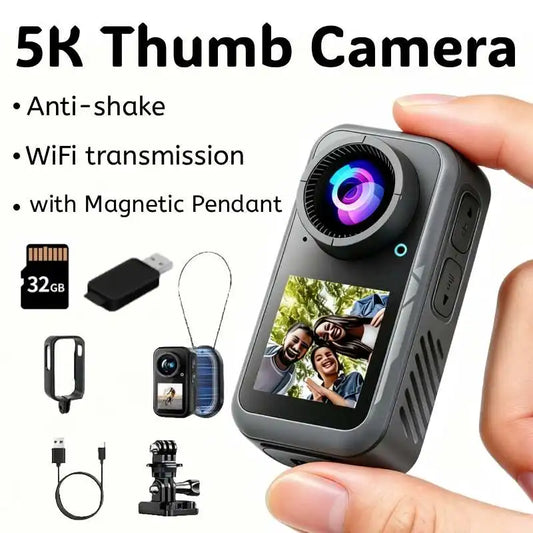 5K Action Camera Wearable Pendant 130 Degree Wide Angle Vlog