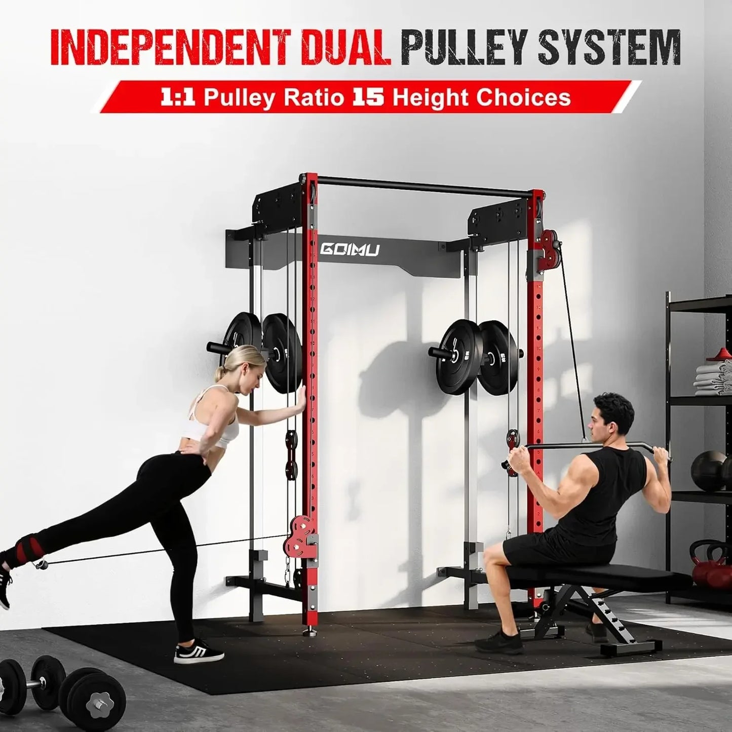 WM3 V4 Folding Squat Rack With Dual Independent Pulley System
