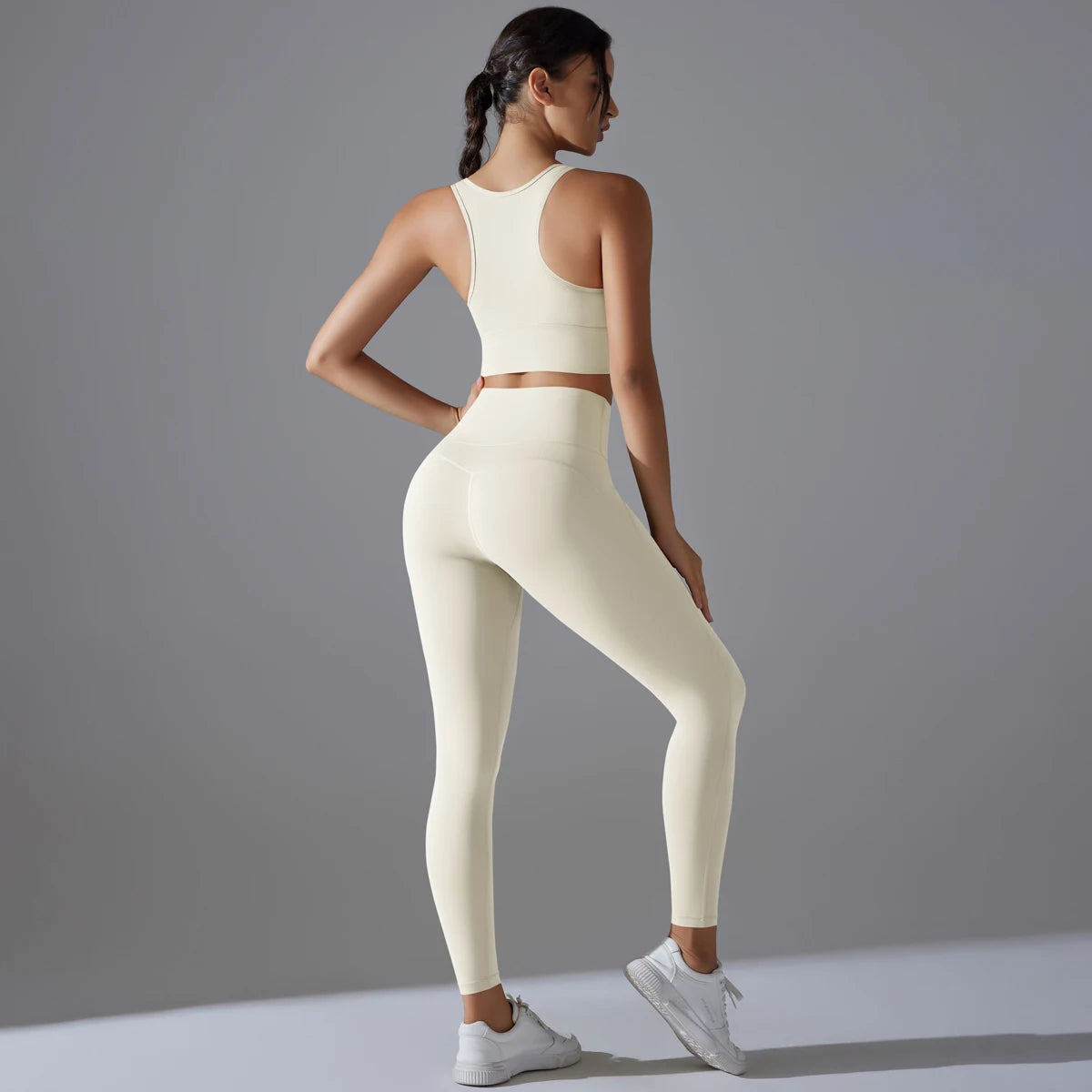 Yoga Set Women's Tracksuit Crop Top Shockproof Sports Bras Gym