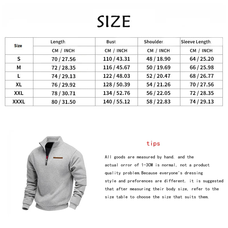 Men's Autumn Winter Heavy Fleece Hoodie Half Zip Stand Collar