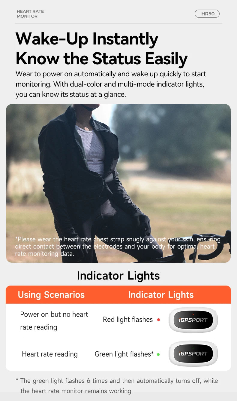iGPSPORT HR50 Heart Rate Sensor IPX7 Waterproof For Bike Computer And Running