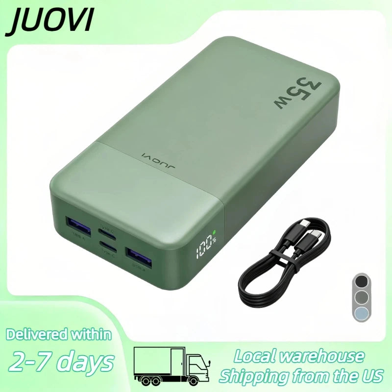 JUOVI 20000mAh PD 35W Power Bank With 4 USB Ports USB C USB A