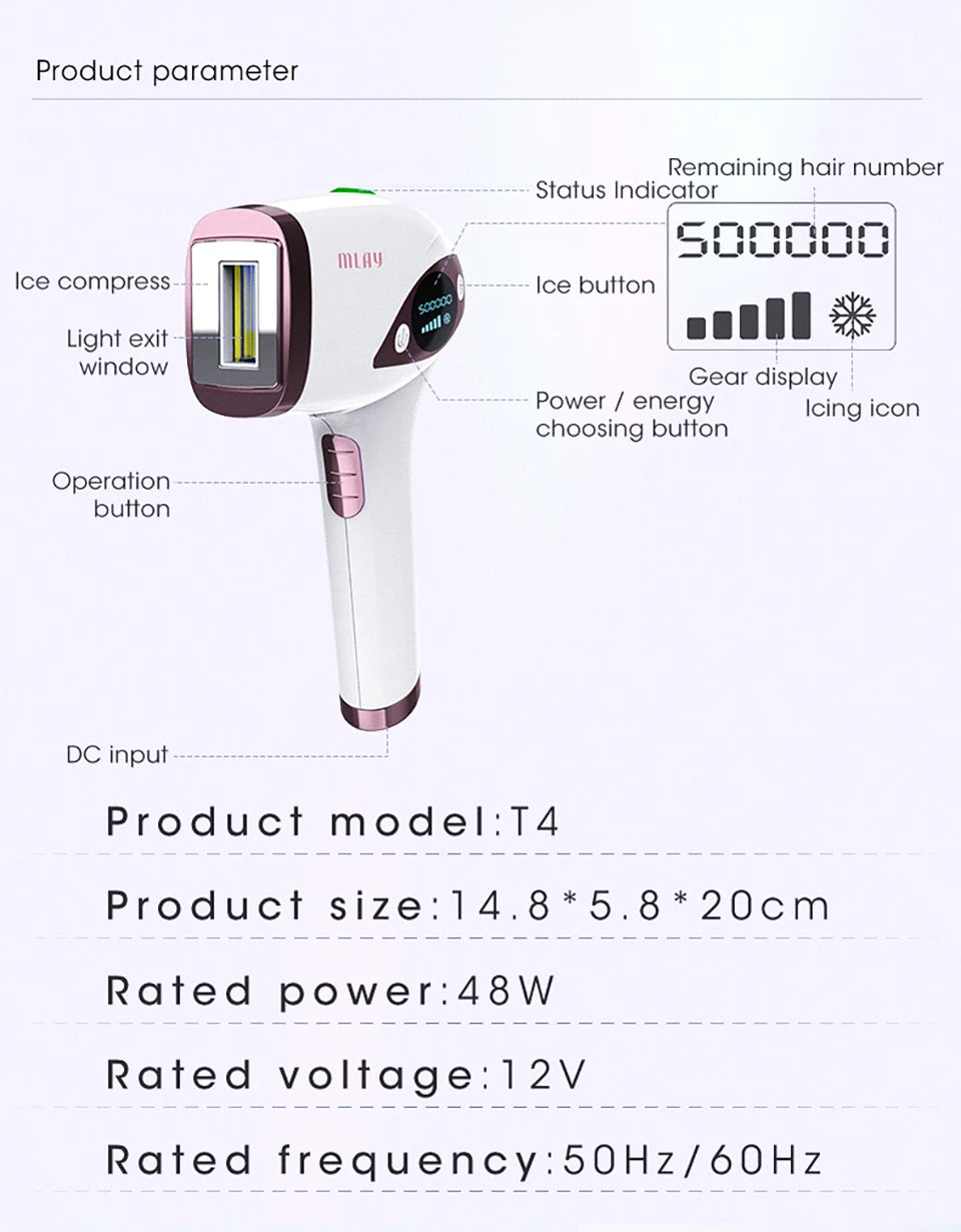 MLAY T4 IPL Laser Hair Removal Epilator For Home Use