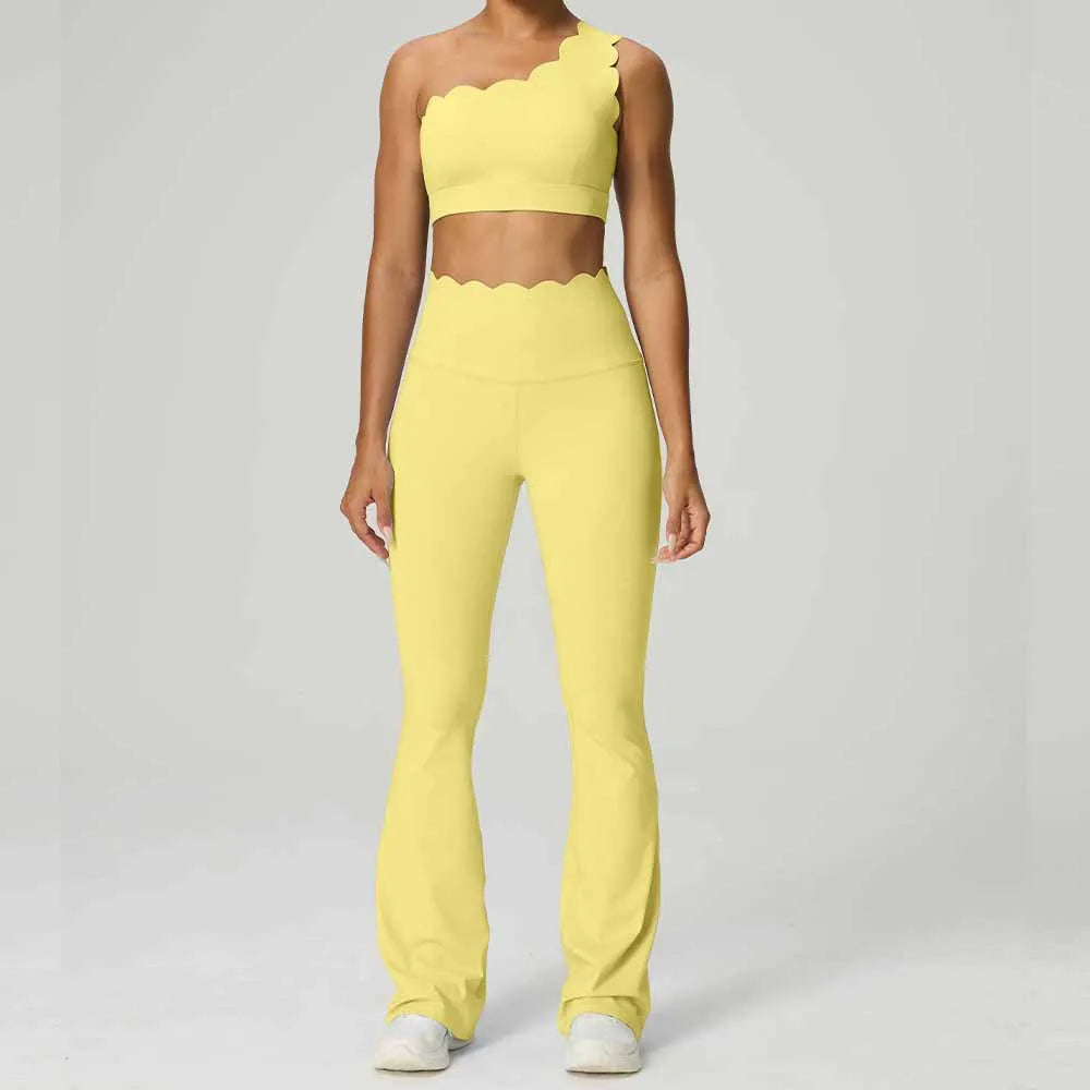 GFFUD Women Yoga Set 2 Piece High Waist Leggings Gym Tops Tummy Control