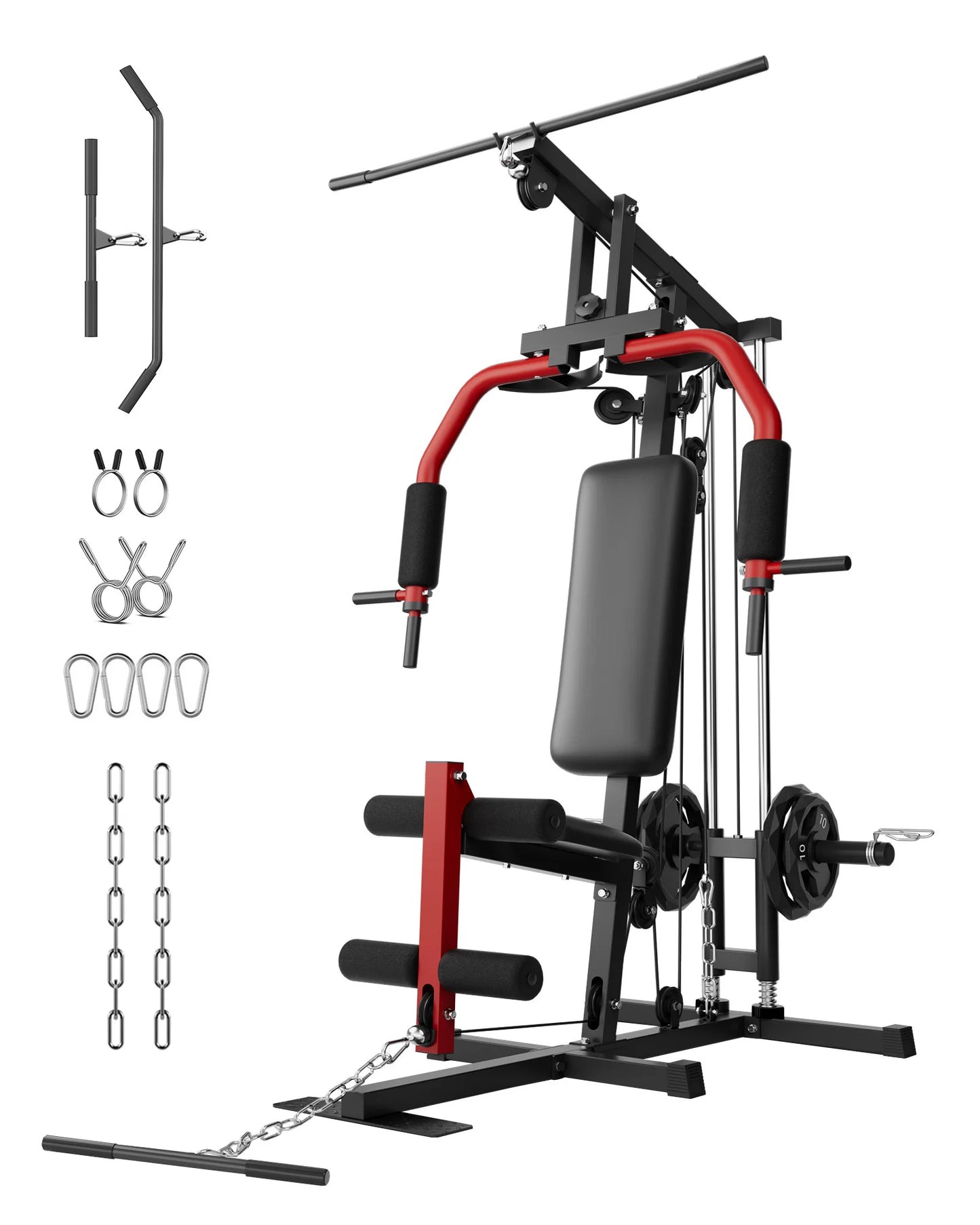 HiMISS 5 In 1 Home Gym Machine With Lat Pulldown Chest Press Leg Extension