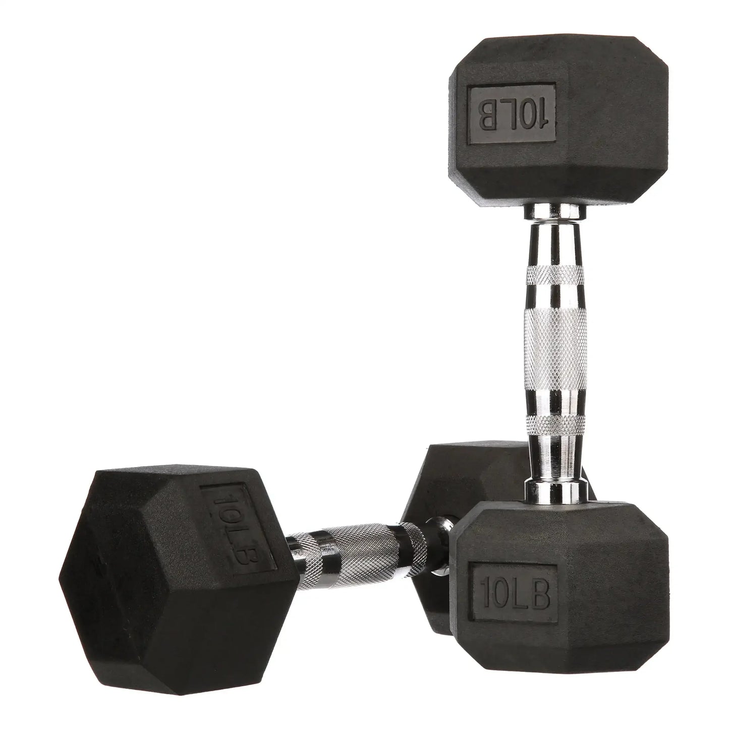 Rubber Encased Hex Dumbbells 10 Lb Pair For Strength Training