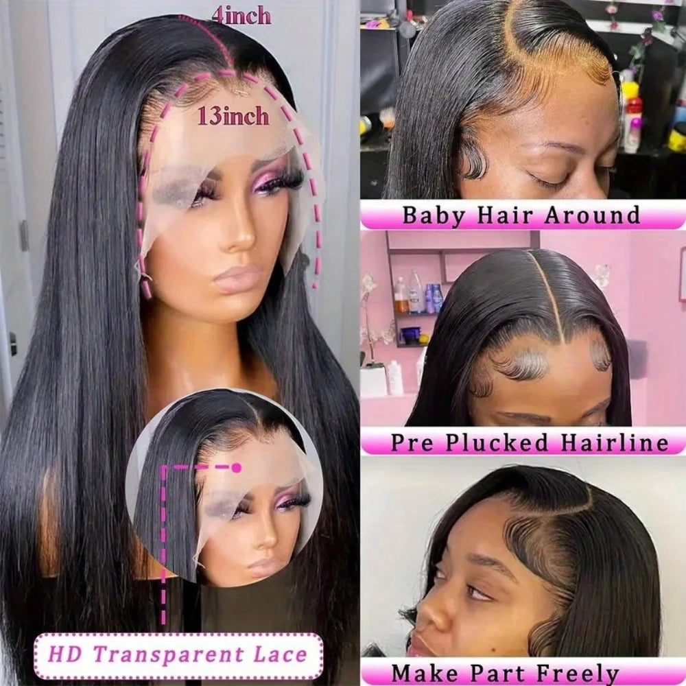 Fiumer HD Transparent Lace Front Wigs 13x4 Remy Brazilian Human Hair Baby Hair Swiss Lace Natural Parting