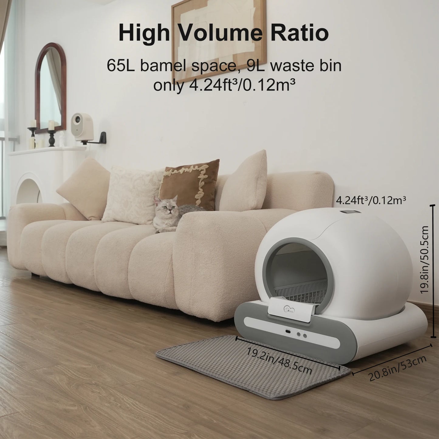 DOEL Self Cleaning Cat Litter Box With App Control And 2.4GHz WiFi Infrared And Weight Sensors Automatic Pause
