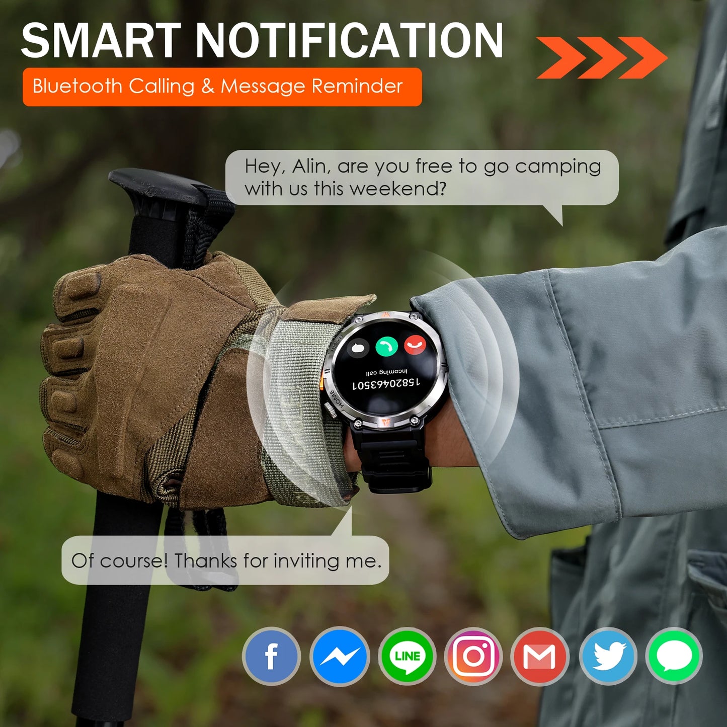 EIGIIS KE3 Bluetooth Call Smartwatch for Men With Heart Rate Monitor Health Tracking Notifications Music Control