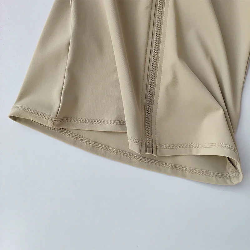 Women's Windproof Yoga Jacket Stand Collar Long Sleeve Running Top
