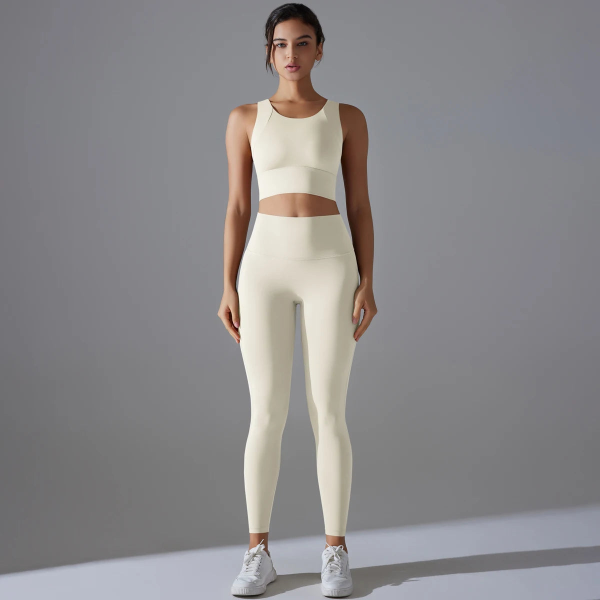 Yoga Set Women's Tracksuit Crop Top Shockproof Sports Bras Gym