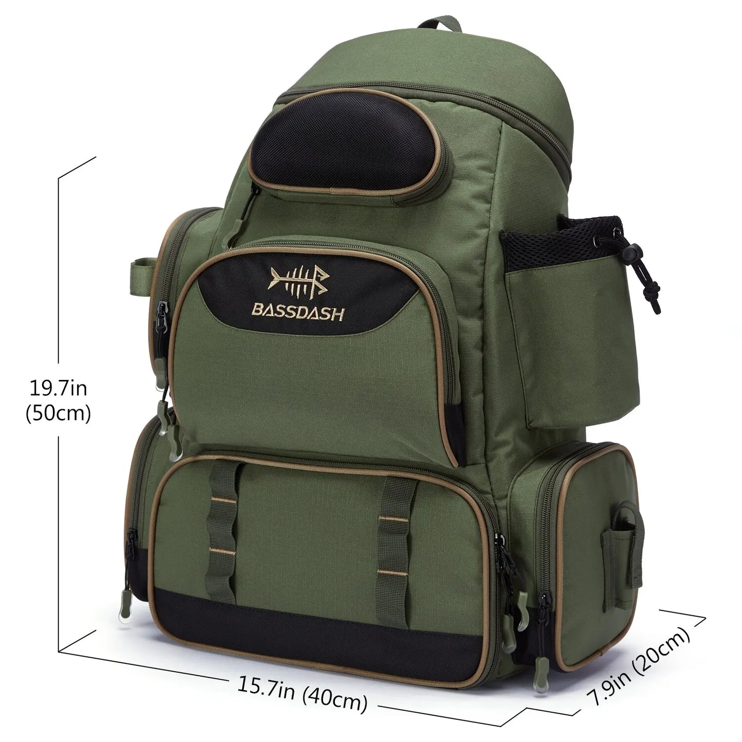 Bassdash Lightweight Tactical Fishing Bag Tackle Backpack Multifunctional Storage System