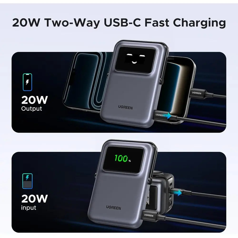 10000mAh Qi Wireless Power Bank With 20W USBC PD Stand