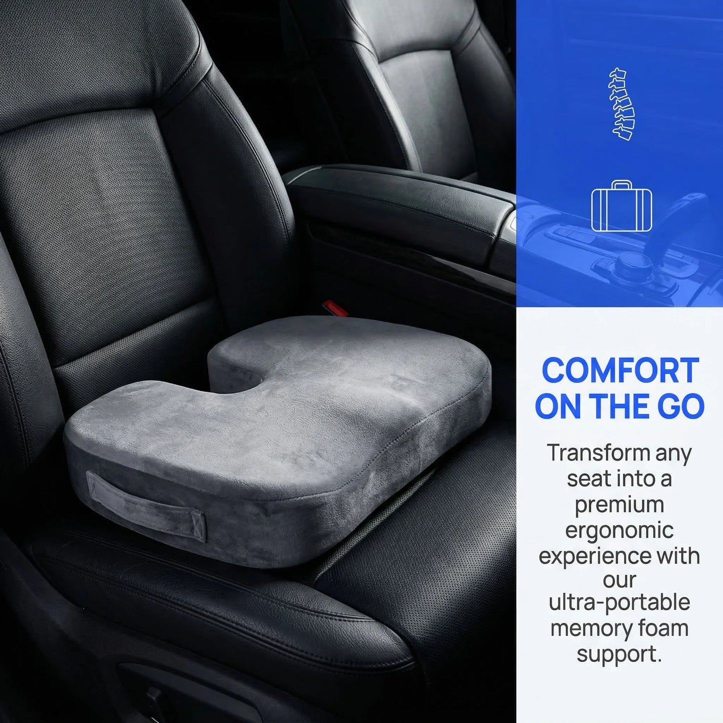 Gel Memory Foam Seat Cushion Non Slip Orthopedic Coccyx Relief Pad