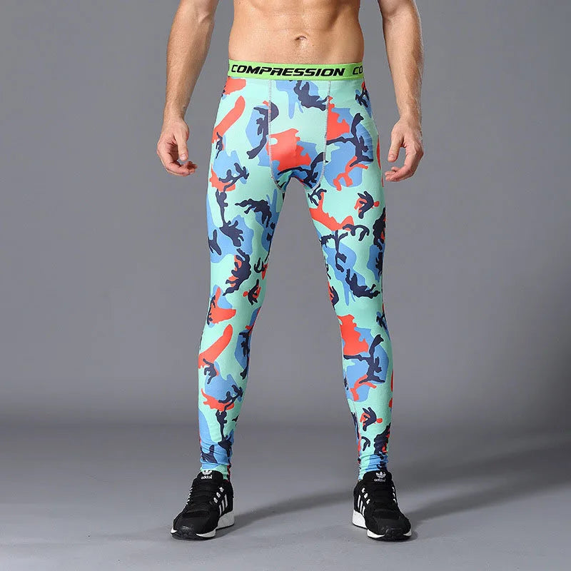 Men's Camouflage Running Training Compression Leggings For Sports