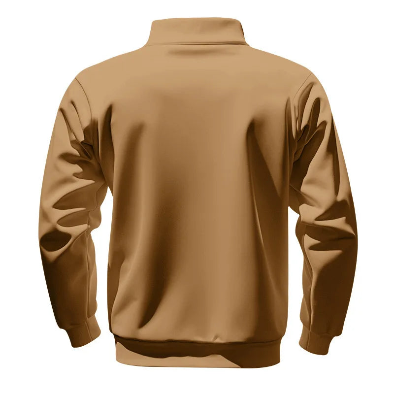 Men's Autumn Winter Heavy Fleece Hoodie Half Zip Stand Collar