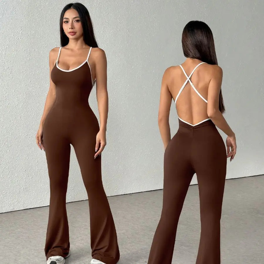 Oxychiefss Women One-Piece Yoga Jumpsuit Backless Bodysuits