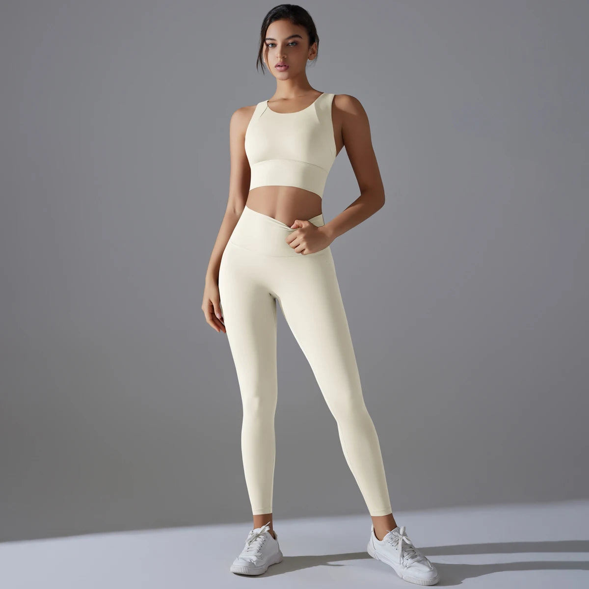 Yoga Set Women's Tracksuit Crop Top Shockproof Sports Bras Gym