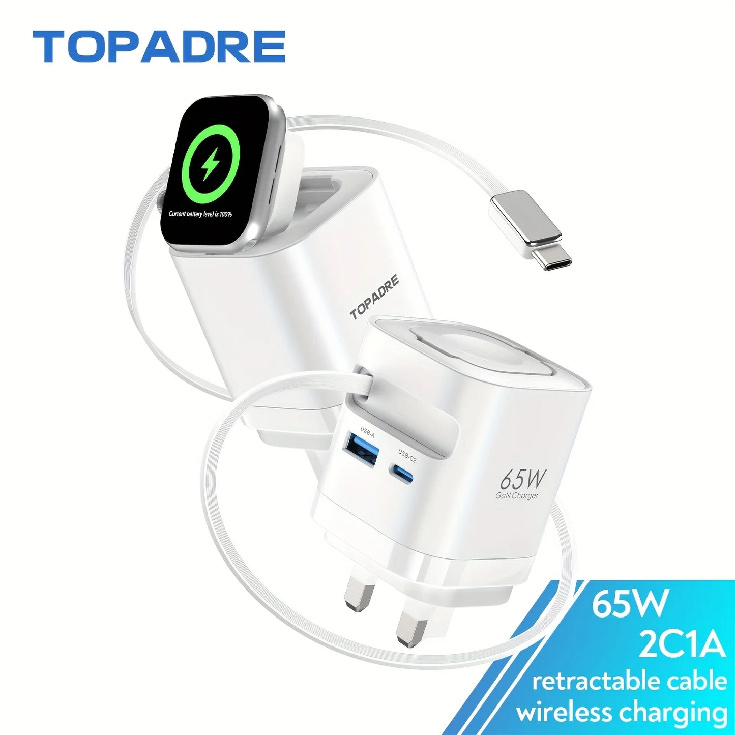 TOPADRE 65W Wireless Charger For Apple Watch MacBook iPhone