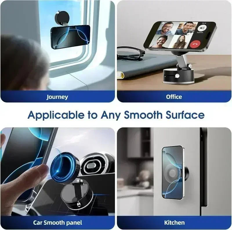 Vacuum Magnetic Phone Mount With Foldable Selfie Stick For Travel IPhone Pro Holder