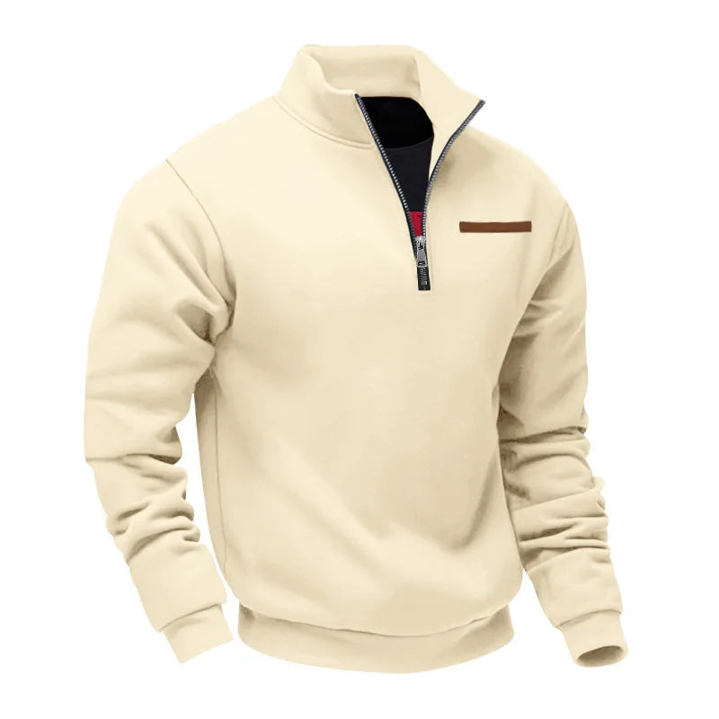 Men's Autumn Winter Heavy Fleece Hoodie Half Zip Stand Collar