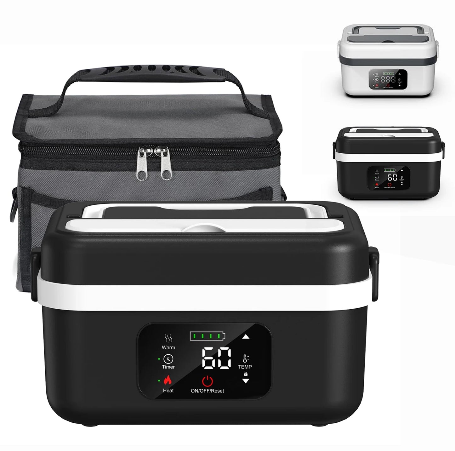 Wireless Heated Insulated Lunch Box With 8000mAh Battery Smart Timer And Adjustable Temperature
