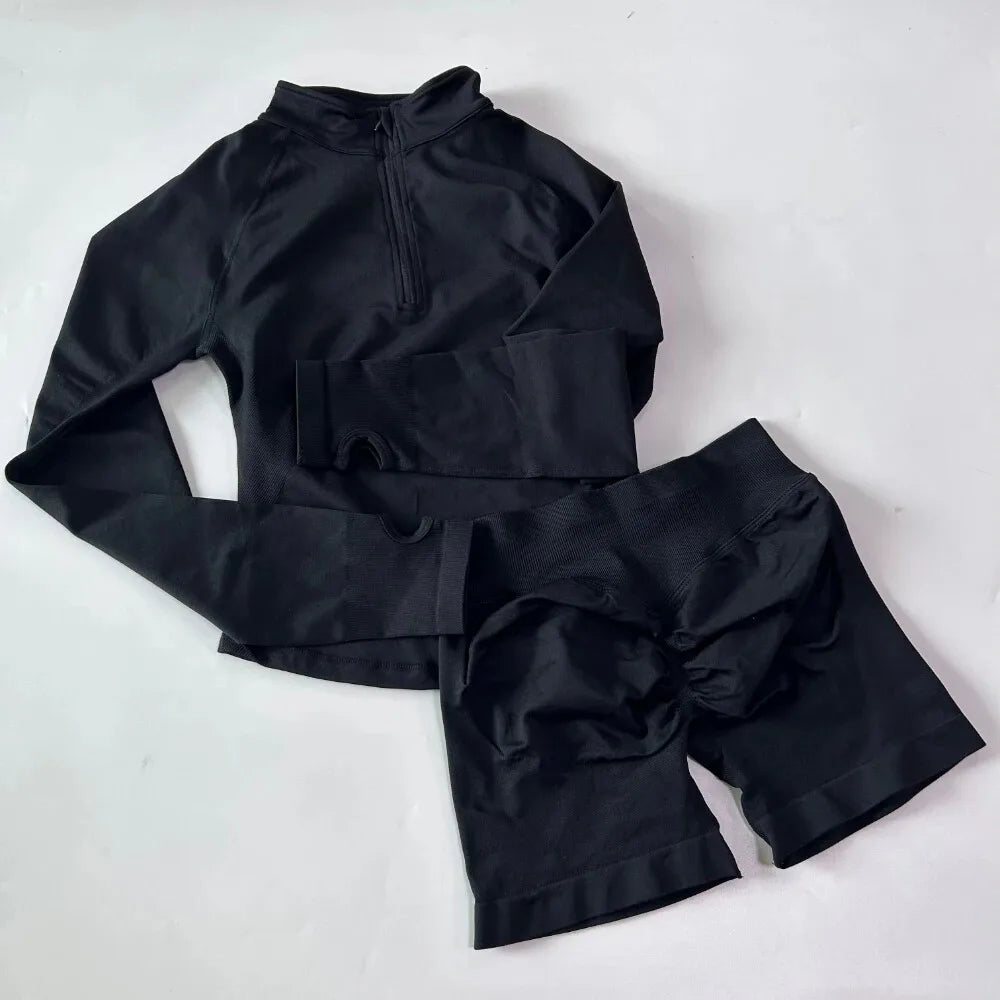 EVERWANTED Impact Womens 2 Piece Yoga Set Jacket And Shorts
