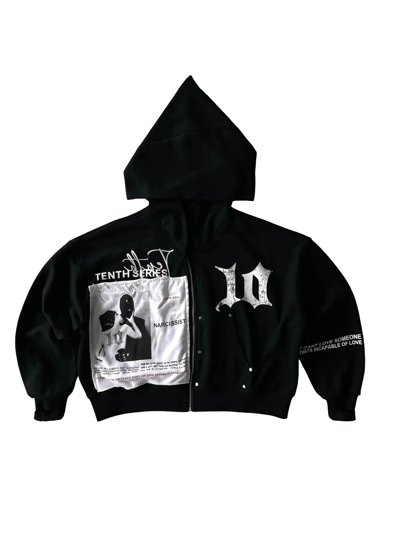 Oversized Zip Up Hoodie Tenth Series Graphic Print Streetwear Jacket