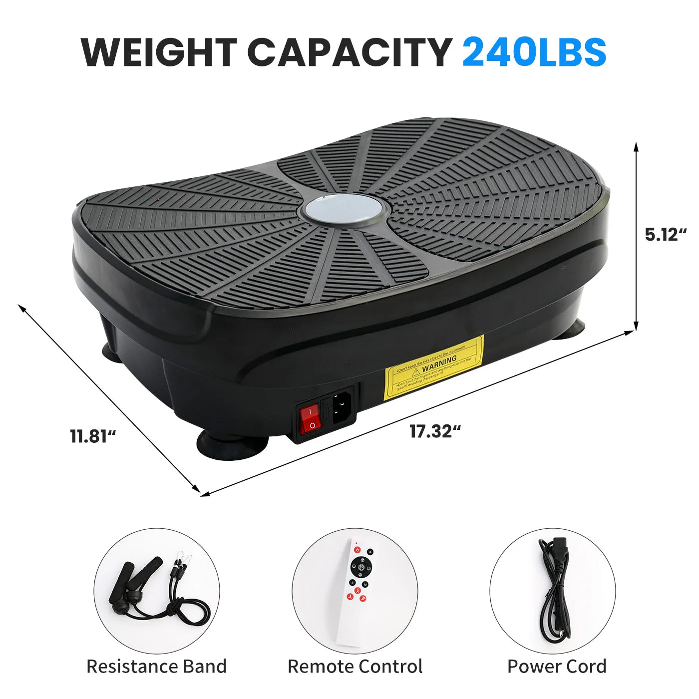 Vibration Plate Exercise Machine Portable Full Body Workout With Bands