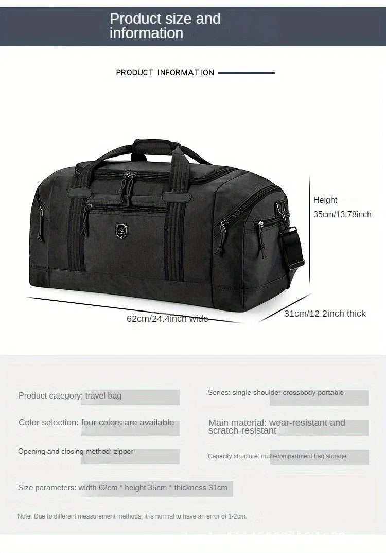 Travel Bag Weekender Duffle With Multiple Compartments For Outdoor Adventures