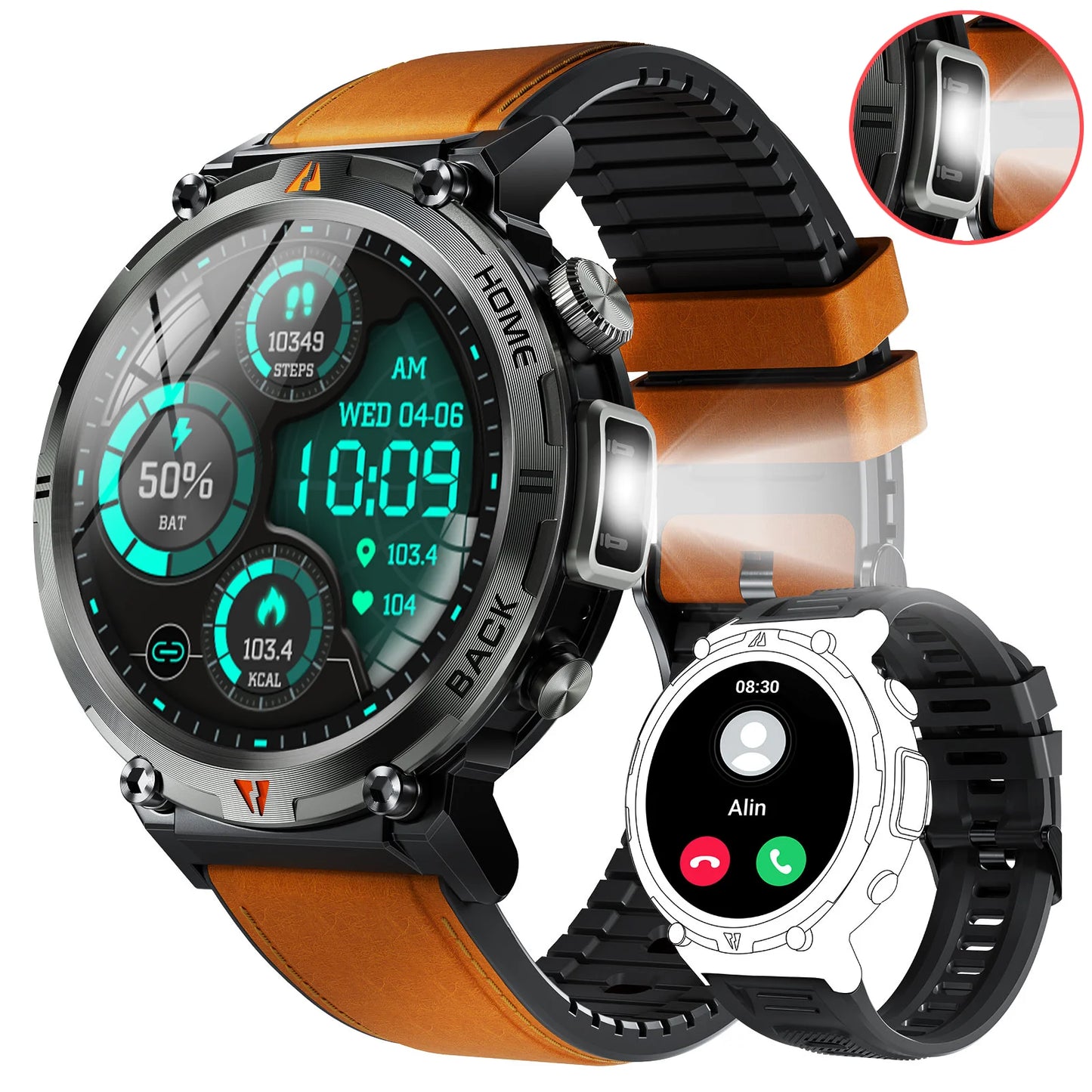 EIGIIS KE3 Bluetooth Call Smartwatch for Men With Heart Rate Monitor Health Tracking Notifications Music Control
