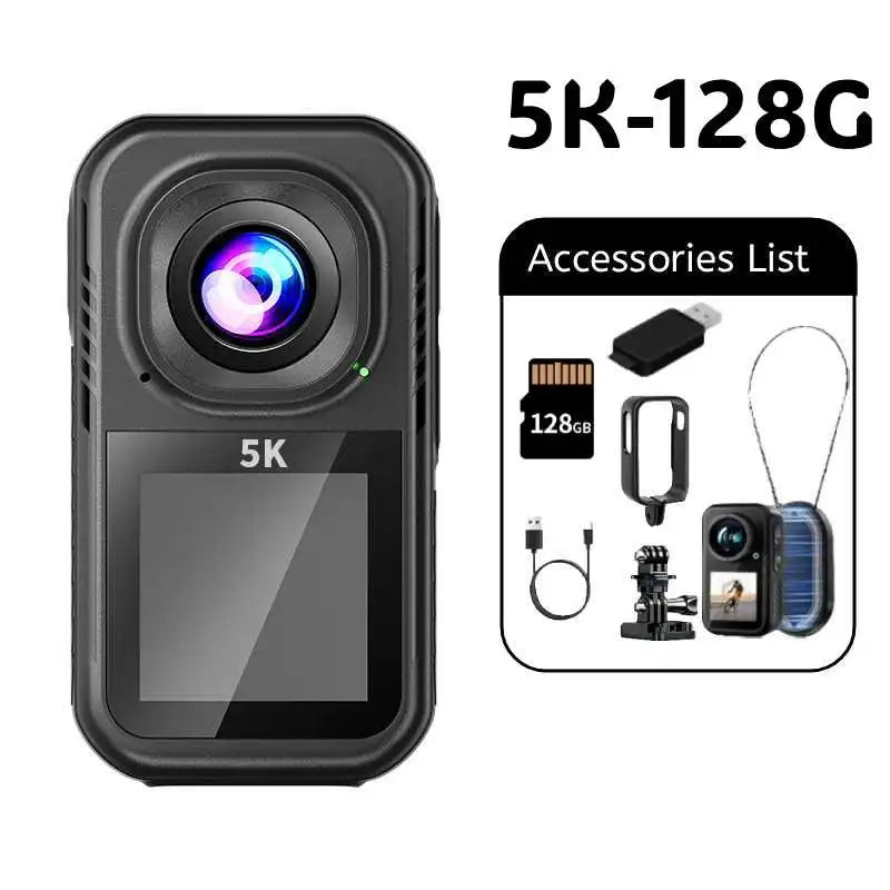 5K Action Camera Wearable Pendant 130 Degree Wide Angle Vlog