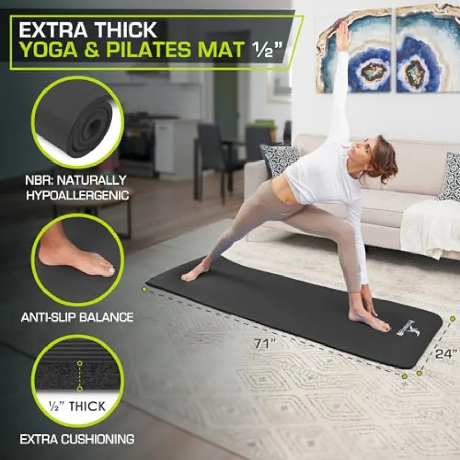 Extra Thick Yoga And Pilates Mat With High Density Foam