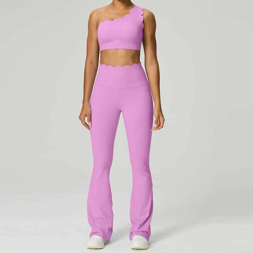 GFFUD Women Yoga Set 2 Piece High Waist Leggings Gym Tops Tummy Control