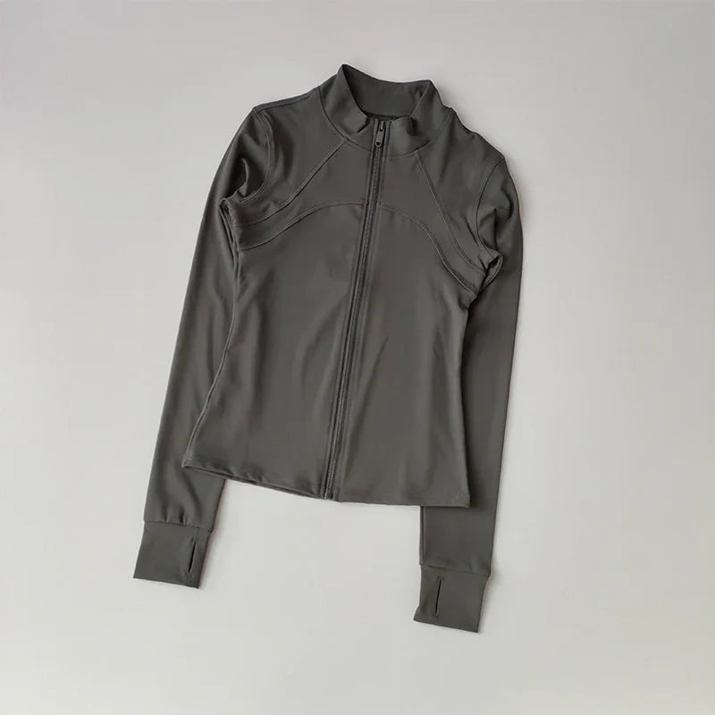 Women's Windproof Yoga Jacket Stand Collar Long Sleeve Running Top
