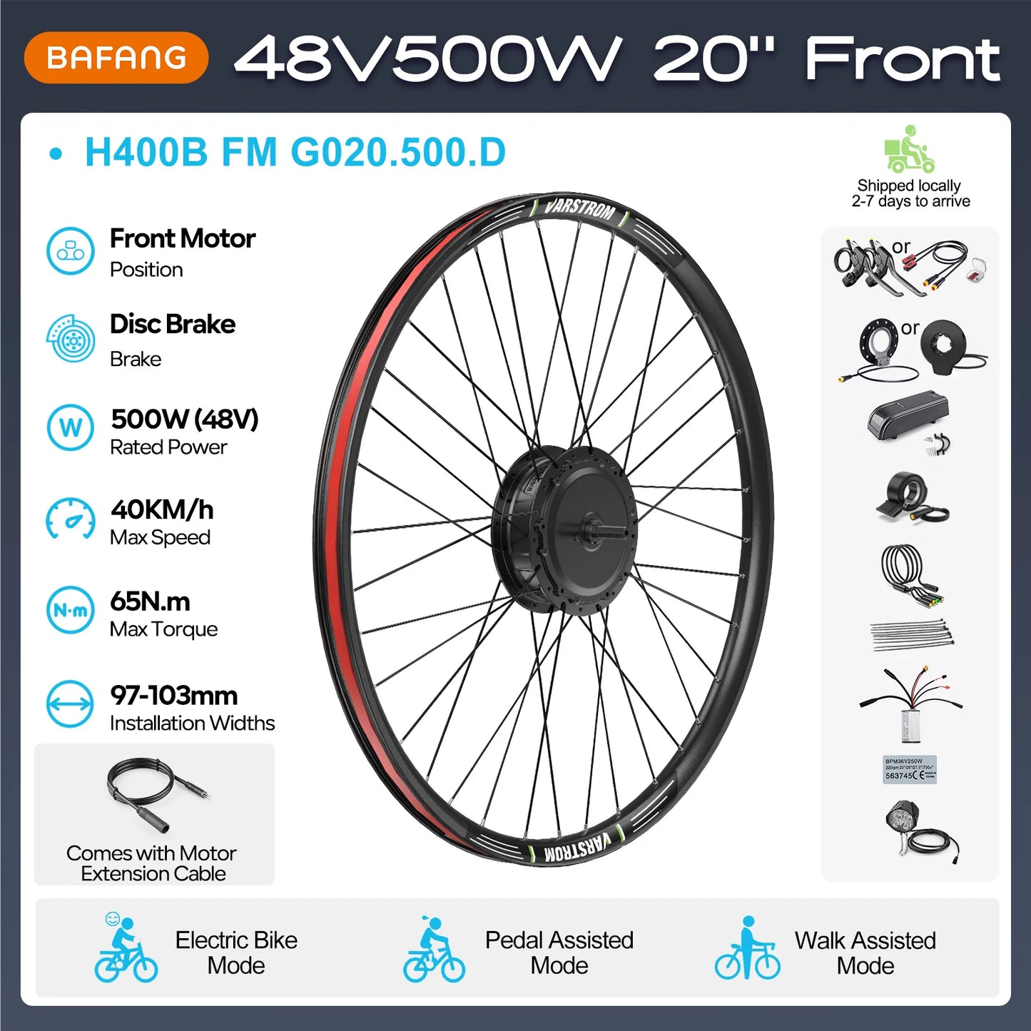 Bafang Varstrom Rear Hub Motor Ebike Kit 500W 65Nm Torque 36V Or 48V Fits 135-142mm Dropout