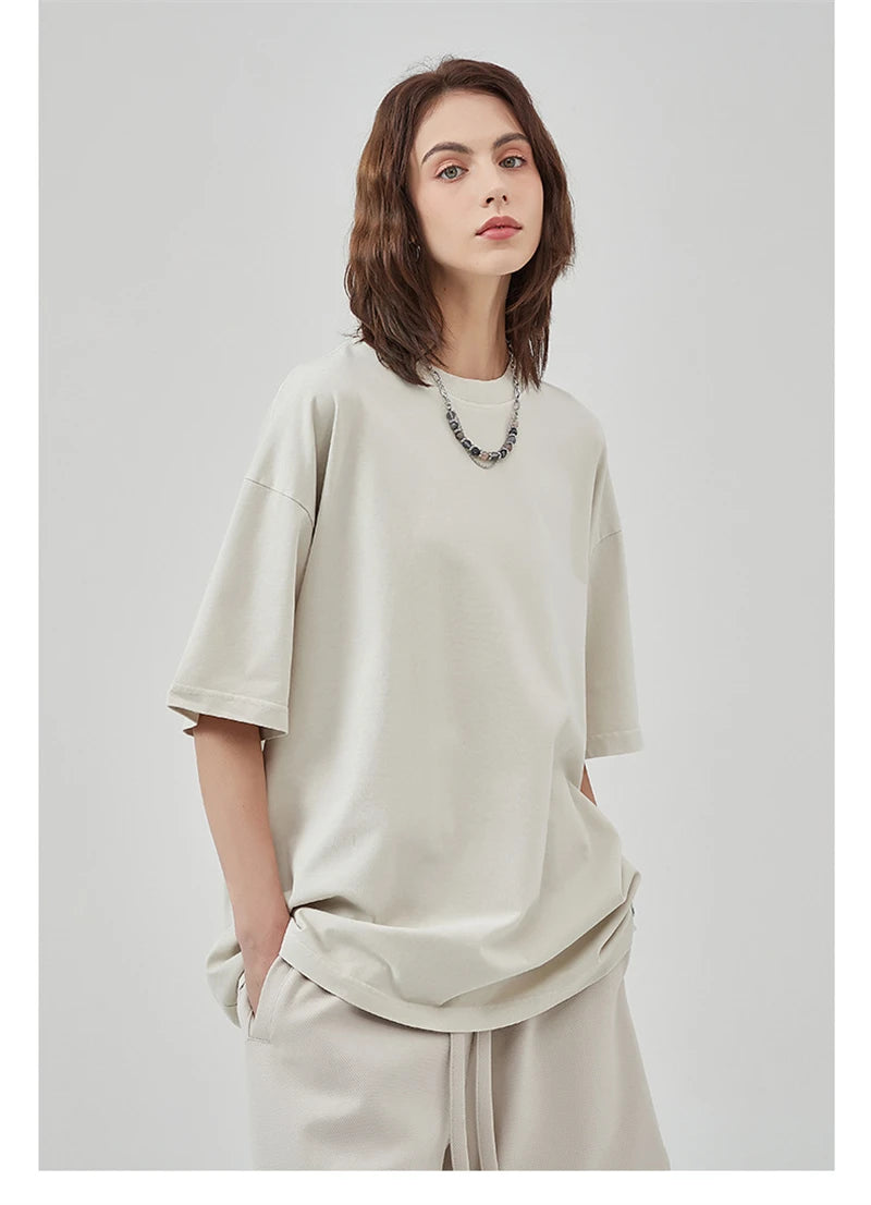 ZODF Basic Solid Washed Cotton Tee For Men Unisex Streetwear