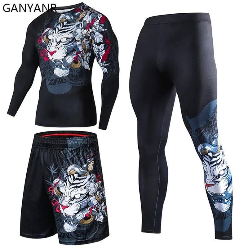 GANYANR Men Running Sets Sports Tracksuit For Fitness And Training