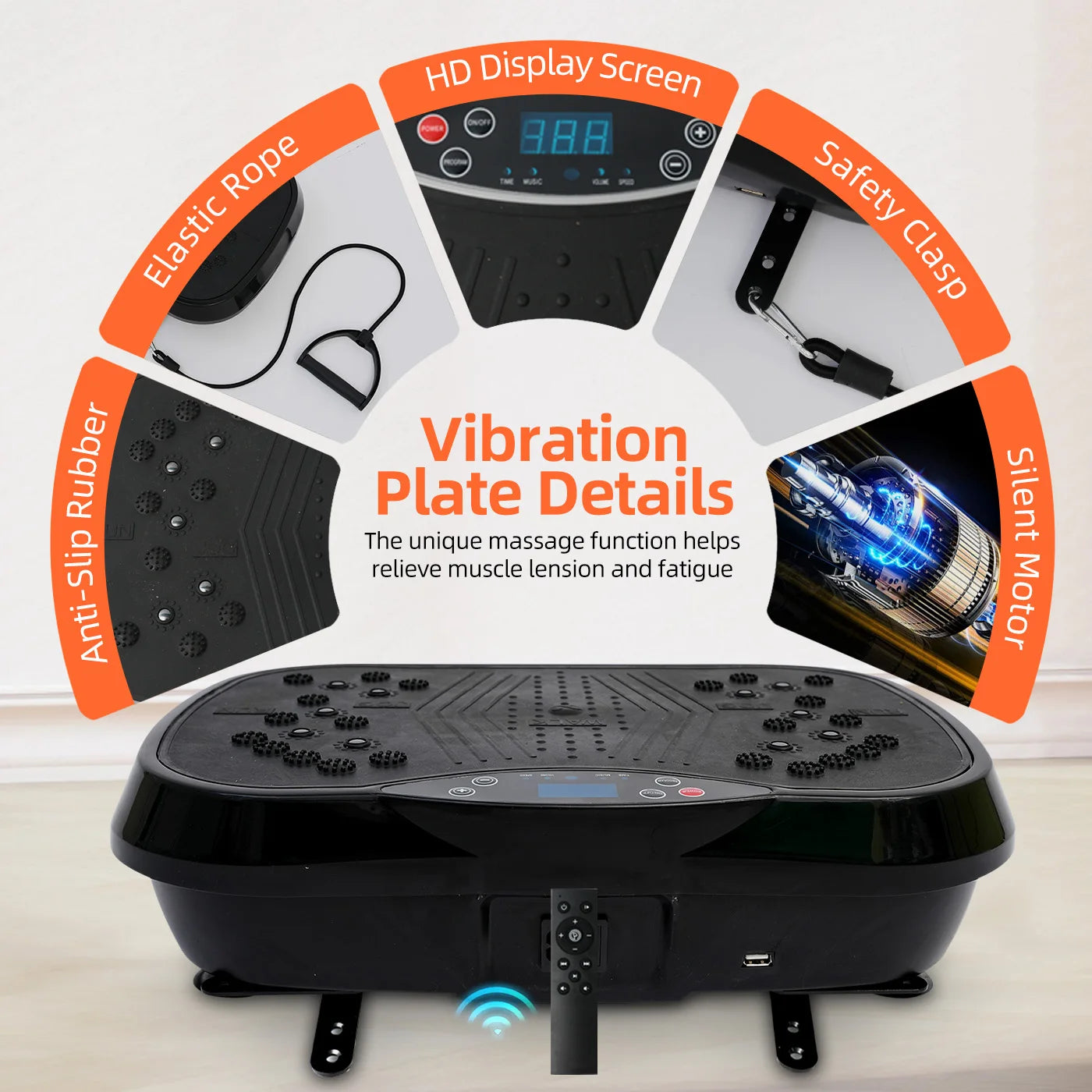 Vibration Plate Exercise Machine Portable Fat Burning Full Body Workout Bluetooth Remote Included