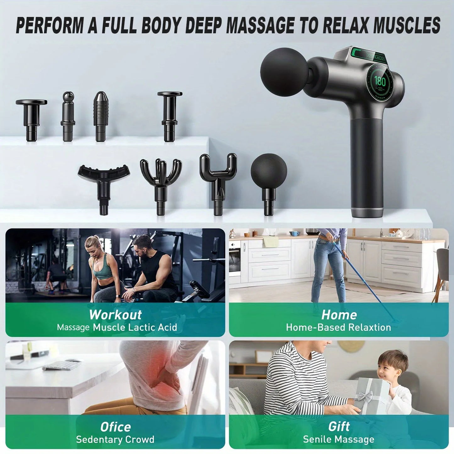 Massage Gun 99 Speeds 8 Attachments for Full Body Recovery
