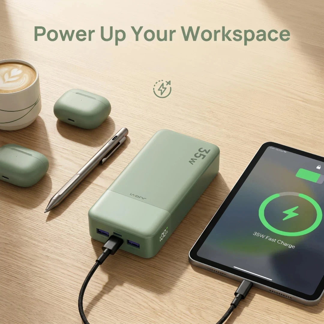 JUOVI 20000mAh PD 35W Power Bank With 4 USB Ports USB C USB A